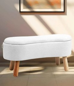 Stewehome Πουφ & Παγκάκι με Ξύλινα Πόδια Κομψό Design λευκό 85x15x41 cm