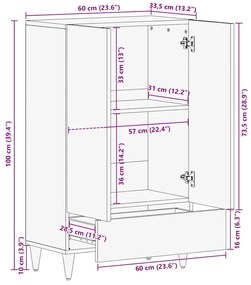 HIGHBOARD 60X33,5X100 CM ΜΑΣΙΦ ΞΥΛΟ MANGO 4018694