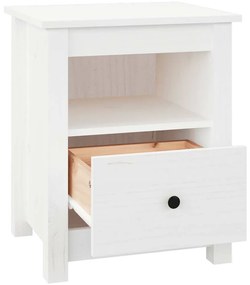vidaXL Κομοδίνο Λευκό 40 x 35 x 49 εκ. από Μασίφ Ξύλο Πεύκου
