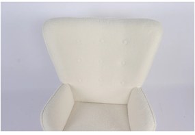 Πολυθρόνα ArteLibre MARION Λευκό Ύφασμα Μπουκλέ/Ξύλο 73x69x96cm