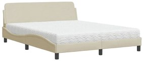 vidaXL Κρεβάτι Κρεμ 160x200 εκ. Υφασμάτινο