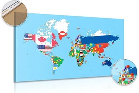 Εικόνα στον παγκόσμιο χάρτη φελλού με σημαίες - 120x80  arrow