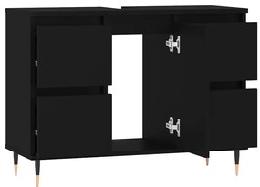 vidaXL Ντουλάπι Μπάνιου Μαύρο 80 x 33 x 60 εκ. από Επεξεργασμένο Ξύλο