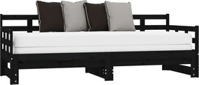 vidaXL Καναπές Κρεβάτι Συρόμενος Μαύρος 2x(90x190) εκ. Μασίφ Πεύκο