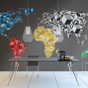 Φωτοταπετσαρία - Map of the World - colorful solids 250x193