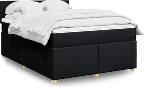 vidaXL Κρεβάτι Boxspring με Στρώμα Μαύρο 140x190 εκ. Υφασμάτινο