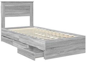 vidaXL Σκελετός Κρεβατιού Γκρίζο Σονομα 90 x 200 cm Μηχανήματος Ξύλο