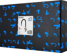 BRUNO μπαταρία πάγκου κουζίνας BRN-0239, τρίοδη, αναμεικτική, μαύρη/ασημί