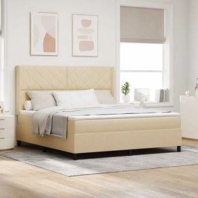 Κρεβάτι Box Spring με Στρώμα - Κρεμ 180x200 εκ. Υφάσματος