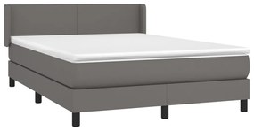 Κρεβάτι Boxspring με Στρώμα Γκρι 140x190εκ. από Συνθετικό Δέρμα - Γκρι