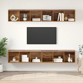 vidaXL Τηλεοπτική Κάβα Τοίχου 4 pcs Παλιό ξύλο Μη κατεργασμένο ξύλο