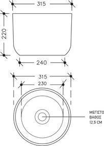 Kea White Gloss Ø31 - Επιτραπέζιος νιπτήρας