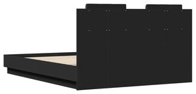 vidaXL Πλαίσιο Κρεβατιού με κεφαλάριου Μαύρο 120x190 εκ Επεξεργ. Ξύλο