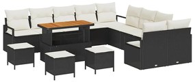 vidaXL Σετ Καναπέ Κήπου με μαξιλάρι 14 pcs Μαύρο Πολυ ράταν