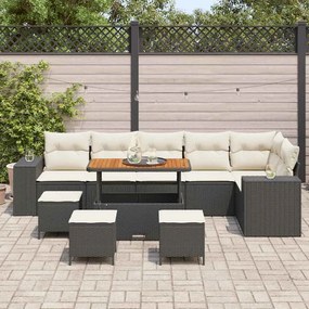 vidaXL Σετ Καναπέ Κήπου 10 pcs Μαύρο, Κρέμα 110 x 55 x 71 εκ