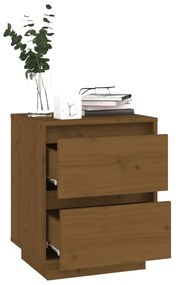 vidaXL Κομοδίνο 2 τεμ. Καφέ Μελί 40 x 35 x 50 εκ από Μασίφ Ξύλο Πεύκου