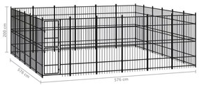 Κλουβί Σκύλου Εξωτερικού Χώρου 33,18 μ² από Ατσάλι - Μαύρο