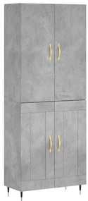 vidaXL Ντουλάπι Γκρι Σκυροδέματος 69,5x34x180 εκ. Επεξεργασμένο Ξύλο