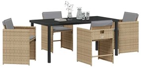 vidaXL Σέτ φαγητού για κήπο 5 pcs Μπεζ συνθετικό ρατάν
