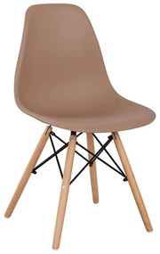 Καρέκλα Με κάθισμα Twist PP HM8460.25 46x50x82cm Cappuccino Σετ 4τμχ Wood, Polypropylene