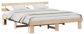 vidaXL Σκελετός Κρεβατιού Καφέ 200 x 200 cm Μασίφ ξύλο πεύκου