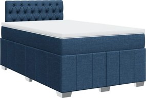vidaXL Κρεβάτι Boxspring με Στρώμα Μπλε 120x190 εκ. Υφασμάτινο