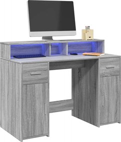 vidaXL Γραφείο με LED Γκρι Sonoma 120x55x91 εκ. Επεξεργ. Ξύλο