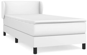 Κρεβάτι Boxspring με Στρώμα Λευκό 90x200εκ. από Συνθετικό Δέρμα - Λευκό