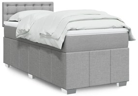 vidaXL Κρεβάτι Boxspring με Στρώμα Ανοιχτό Γκρι 90x190 εκ. Υφασμάτινο