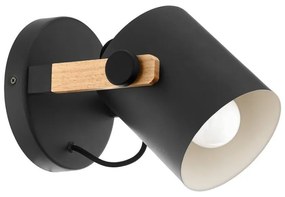Φωτιστικό Τοίχου - Απλίκα Hornwood 43046 Black-Brown Eglo Metal,Wood