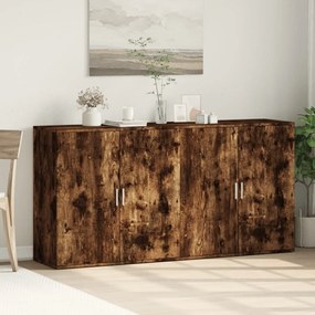 Βοηθητικά Ντουλάπια 2 Τεμ. Καπνιστή Δρυς 79x38x80εκ. Επεξ. Ξύλο - Καφέ