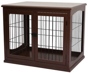 PawHut Κλουβί σκύλου, 2 είσοδοι, κλειδώνει, MDF και μέταλλο, 58,4 x 81,3 x 66 cm, Μαύρο