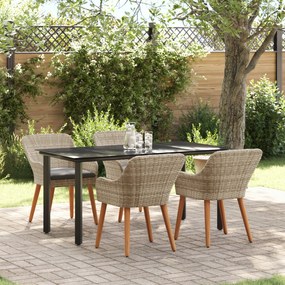 vidaXL Σετ τραπεζαρίας 5 pcs Ανοιχτό γκρι Πολυ ράταν