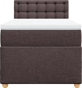 vidaXL Κρεβάτι Boxspring με Στρώμα Σκούρο Καφέ 100x200 εκ. Υφασμάτινο