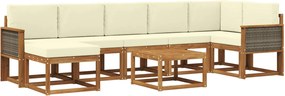 vidaXL Σειρά Καναπέ Εξωτερικού 8 pcs Φυσικό και Κρέμα Πολυεστέρας