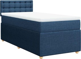 vidaXL Κρεβάτι Boxspring με Στρώμα Μπλε 80x200 εκ. Υφασμάτινο