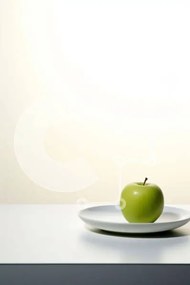 Σετ των 2 Intra Συλλεκτικό Ξύλινο Παζλ Plywood 4mm - Λευκό πιάτο με μήλο Σε Ξύλινο Κουτί - Διαστάσεις: 10x10 cm – 25 κομμάτια