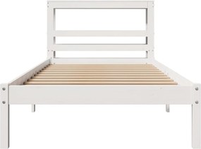 vidaXL Σκελετός Κρεβ. Χωρίς Στρώμα Λευκό 75x190 εκ Μασίφ Πεύκο