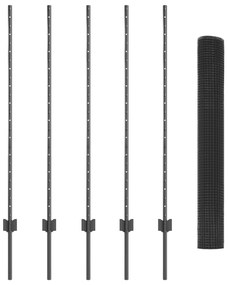 vidaXL Συγκολλητός Φράχτης με 10 U Πόδια Γκρι 1.2x10 m Χάλυβας