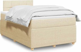 vidaXL Κρεβάτι Boxspring με Στρώμα Κρεμ 120x190 εκ. Υφασμάτινο