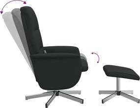 vidaXL Πολυθρόνα Μασάζ Ανακλινόμενη με Υποπόδιο Μαύρη Υφασμάτινη