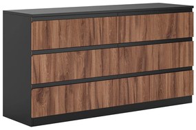 Μπουφές/Συρταριέρα RONAN με 3+3 συρτάρια Livorno Oak/Μαύρο 140x42x74.5cm
