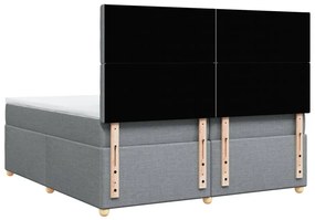 Κρεβάτι Boxspring με Στρώμα Ανοιχτό Γκρι 200x200 εκ. Υφασμάτινο - Γκρι