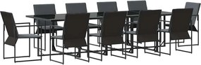 vidaXL Σέτ φαγητού για κήπο 11 pcs Μαύρο Ατσάλι