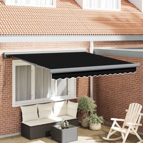 vidaXL Χειροκίνητη Ανασυρόμενη Τέντα Μαύρη 350x250 cm