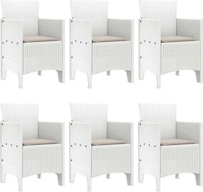 vidaXL Σέτ φαγητού για κήπο 7 pcs Λευκό Rattan Polt