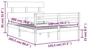 ΠΛΑΙΣΙΟ ΚΡΕΒΑΤΙΟΥ ΜΕ ΚΕΦΑΛΑΡΙ ΛΕΥΚΟ 140X200 ΕΚ. ΜΑΣΙΦ ΞΥΛΟ 3195092