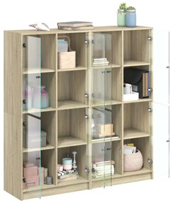 vidaXL Βιβλιοθήκη με Πόρτες Sonoma Δρυς 136x37x142 εκ. Επεξ. Ξύλο