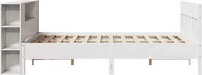 vidaXL Κρεβάτι Βιβλιοθήκη Χωρίς Στρώμα Λευκό 135x190 εκ Μασίφ Πεύκο