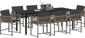 vidaXL Σέτ φαγητού για κήπο 9 pcs Γκρι συνθετικό ρατάν